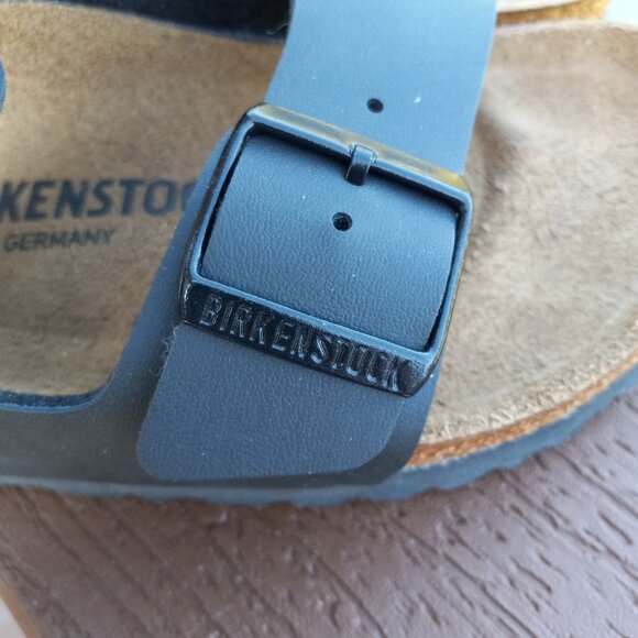 NWOB Birkenstock Arizona Black Birko Flor Black Buckle Sz EU 38 US 7 - 7.5 DEFEC - Picture 3 of 16